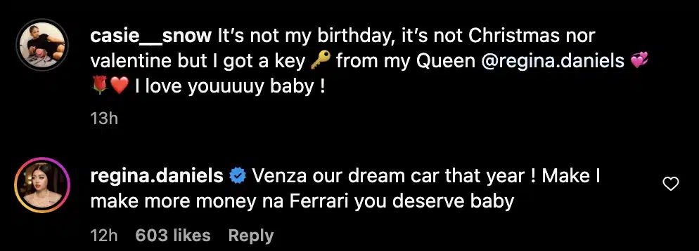 Regina Daniels surprises her friend Casie with her dream car